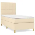 cadre de lit avec matelas Crème 80x200 cm Tissu
