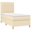 cadre de lit avec matelas Crème 80x200 cm Tissu