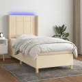 cadre de lit matelas et LED Crème 80x200cm Tissu