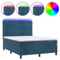 cadre de lit avec matelas LED Bleu foncé 140x190 cm