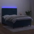 cadre de lit avec matelas LED Bleu foncé 140x190 cm