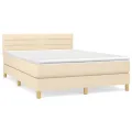 cadre de lit avec matelas Crème 140x200 cm Tissu