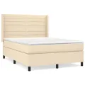 cadre de lit avec matelas Crème 140x200 cm Tissu
