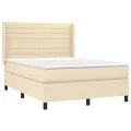 cadre de lit avec matelas Crème 140x200 cm Tissu