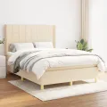 cadre de lit avec matelas Crème 140x200 cm Tissu
