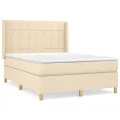 cadre de lit avec matelas Crème 140x200 cm Tissu