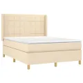 cadre de lit avec matelas Crème 140x200 cm Tissu