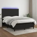cadre de lit et matelas et LED Noir 140x200 cm Tissu