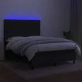 cadre de lit et matelas et LED Noir 140x200 cm Tissu