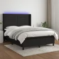 cadre de lit matelas et LED Noir 140x190 cm Tissu