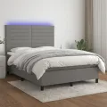 cadre de lit et matelas et LED Gris foncé 140x190 cm