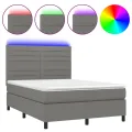 cadre de lit et matelas et LED Gris foncé 140x190 cm