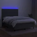 cadre de lit et matelas et LED Gris foncé 140x190 cm