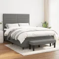 cadre de lit avec matelas Gris foncé 140x190cm Tissu