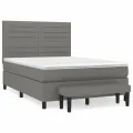 cadre de lit avec matelas Gris foncé 140x190cm Tissu