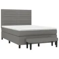 cadre de lit avec matelas Gris foncé 140x190cm Tissu