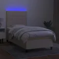 cadre de lit et matelas et LED Crème 80x200cm Tissu