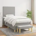 cadre de lit et matelas Gris clair 90x190 cm Tissu