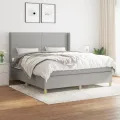 cadre de lit avec matelas Gris clair 180x200cm Tissu