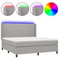 cadre de lit matelas LED Gris clair 180x200 cm Tissu
