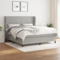 cadre de lit avec matelas Gris clair 180x200cm Tissu