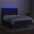cadre de lit matelas et LED Bleu 140x200 cm Tissu