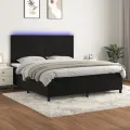 cadre de lit et matelas LED Noir 180x200 cm Velours