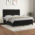cadre de lit avec matelas Noir 180x200 cm Velours