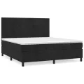 cadre de lit avec matelas Noir 180x200 cm Velours