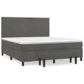 cadre de lit et matelas Gris foncé 180x200cm Velours