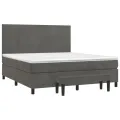 cadre de lit et matelas Gris foncé 180x200cm Velours