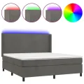 cadre de lit matelas et LED Gris foncé 180x200 cm
