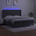cadre de lit matelas et LED Gris foncé 180x200 cm