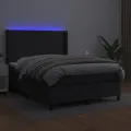 cadre de lit matelas LED Noir 140x190cm Similicuir