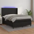 cadre de lit matelas LED Noir 140x200cm Similicuir