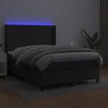 cadre de lit matelas LED Noir 140x200cm Similicuir