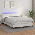 cadre de lit avec matelas et LED Blanc 140x200 cm