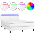 cadre de lit avec matelas et LED Blanc 140x200 cm