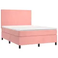 cadre de lit avec matelas Rose 140x190 cm Velours