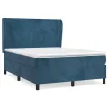 cadre de lit et matelas Bleu foncé 140x190cm Velours