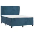cadre de lit et matelas Bleu foncé 140x190cm Velours