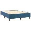 cadre de lit et matelas Bleu foncé 140x190cm Velours