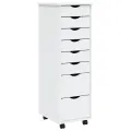 Armoire roulante avec tiroirs MOSS blanc bois de pin solide