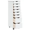 Armoire roulante avec tiroirs MOSS blanc bois de pin solide