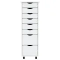 Armoire roulante avec tiroirs MOSS blanc bois de pin solide