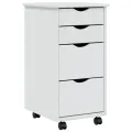 Armoire roulante avec tiroirs MOSS blanc bois de pin solide