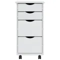 Armoire roulante avec tiroirs MOSS blanc bois de pin solide