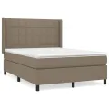 cadre de lit avec matelas Taupe 140x200 cm Tissu