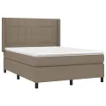 cadre de lit avec matelas Taupe 140x200 cm Tissu