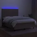 cadre de lit et matelas et LED Taupe 140x200cm Tissu